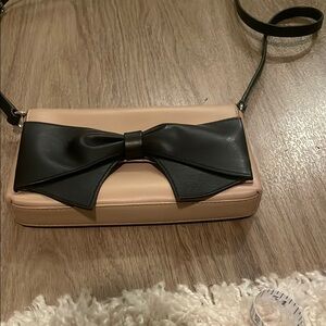 Kate Spade Black and Cream Crossbody Bag with Bow Detail